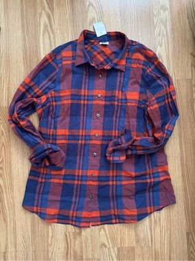 J. Crew Red & Navy Plaid Long-Sleeve Button-Down Shirt